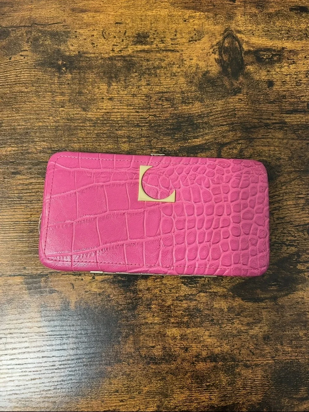 Fuchsia Croc-Embossed Zip Wallet - Women’s Clutch